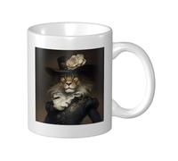 Lion Wearing Victorian and Hat Ceramic Cup, Elegant Coffee Mug Tee Drinkware Water Cup for Home Office 11oz