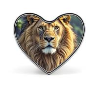 Lion Wild Animal Image Round Button Pin Metal Badge Enamel Lapel Pin for Hats Bags Clothing Gift