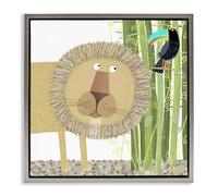 'Lion with Bamboo Trees & Toucan'| Floating Frame Canvas Art
