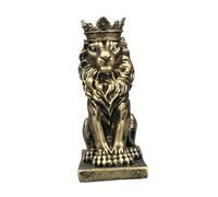 Lion with Crown Figurine Tabletop Ornament Hand Painted 5.7inch Tall Resin Sculpture for Hotels, Bookshelves, and Fireplace, Bronze Color