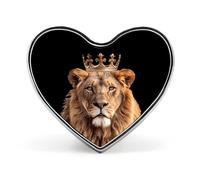 Lion with Crowned Funny Lapel Pins Heart Button Brooch Badge Pin Hat Clothes Bag Jewelry for Men Women