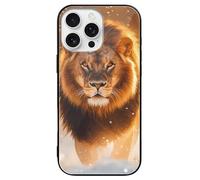 Lion with Sunset Printed Phone Case Unisex Cute Trendy Glass Cellphone Protective Cover Compatible with iPhone 16/16 Pro/16 Pro Max/16 Plus/16 E
