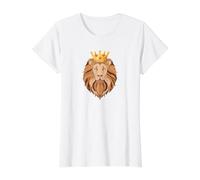Lion with The Crown Strength and Courage Inspired Art Value Graphic T-Shirt, Women, White, XS