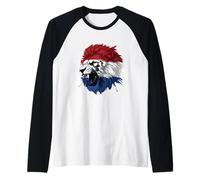 Lion with The Dutch Flag Vintage Netherlands Holland Pride Raglan Baseball Tee