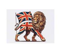 'Lion With Union Jack' Temporary Tattoo - Water Resistant, Skin-Safe, Non-Toxic Transfer (TO00079877)