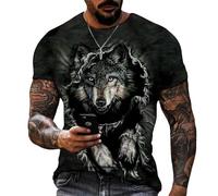 Lion Wolf Tiger 3D Printed T-Shirt New Men Short Sleeve, 8, 6XL