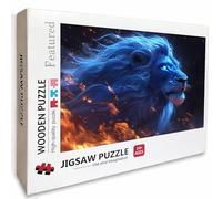 Lion Wooden Jigsaw Puzzles 30x20in, Flame Jigsaw Puzzles 1000 Pieces for Adults with Box, Educational Challenging Game, Back Lettering Easy to Distinguish, Summer Gifts, Beautiful Decoration, S-8268