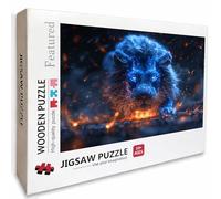 Lion Wooden Jigsaw Puzzles 70x41in, Flame Jigsaw Puzzles 6000 Pieces for Adults with Box, Educational Challenging Game, Back Lettering Easy to Distinguish, Summer Gifts, Beautiful Decoration, 6-8886