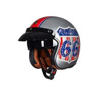 LIONCIANO Adult Retro Motorcycle Helmet Scooter Helmet ECE Certified, Stylish Half-Open Helmet With Goggles, Open Face Jet Crash Helmet for Moped Cruiser Vespa(Grey 66, M=54-56cm)