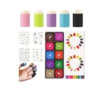 Lioncool DIY Sponge Finger Painting Kit with 20 Color Ink Pad & 4 Painting Templates (5PCS)