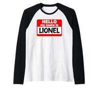 Lionel Hello Hi My Name is T-Shirt Name On Custom Raglan Baseball Tee