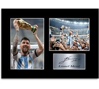 Lionel Messi Argentina World Champions 2022 A4 Printed Signed Autograph Photo Display Mount Gift