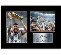 Lionel Messi Argentina World Cup Champions 2022 A4 Printed Signed Autograph Photo Display Mount Gift