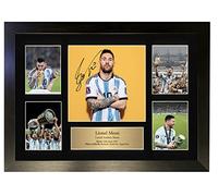 Lionel Messi Autograph World Cup Winners Argentina Memorabilia Display Signed A3 (Frame Size 460 x 340mm) Printed Photo (Ultimate Football Heroes Picture Poster Gifts No124