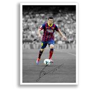 Lionel Messi Barcelona Legend Signed Photo Poster Print Picture Display Framed Autograph Memorabilia for Football Fans Gift Argentina (B&W A4 Poster Only)
