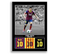 Lionel Messi Barcelona Legend Signed Photo Poster Print Picture Display Framed Autograph Memorabilia for Football Fans Gift Argentina (Black A4 Poster Only)
