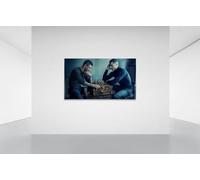 Lionel Messi Cristiano Ronaldo Canvas- Ronaldo | Messi and Ronaldo's Chess Game Canvas - 2 Legends Cristiano Ronaldo & Lionel Messi - Wall Art, Ronaldo Gifts For Men (30x20 CM)