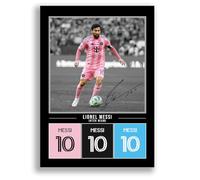 Lionel Messi Inter Miami Signed Photo Poster Print Picture Display Framed Autograph Memorabilia for Football Fans Gift Argentina (A4 poster Only Black)