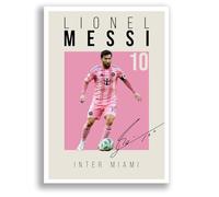 Lionel Messi Inter Miami Signed Photo Poster Print Picture Display Framed Autograph Memorabilia for Football Fans Gift Argentina (A3 Poster Only Cream)