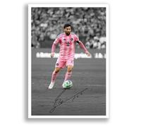 Lionel Messi Inter Miami Signed Photo Poster Print Picture Display Framed Autograph Memorabilia for Football Fans Gift Argentina (A4 poster Only B+W)