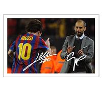 Lionel Messi & Pep Guardiola - Barcelona Signed 6X4 Inch Photo Print Pre Printed Signature Football Autograph Gift
