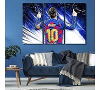 Lionel Messi Pictures 3 Panels Canvas Wall Art NYAP Football Stars Paintings Modern Home Decoration Artwork for Poster Print Wall Decor Framed Gallery Wrapped Stretched Ready to Hang 42x28 in