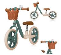lionelo ALEX Kids' Balance Bike for kids Age 3+ Up to 30kg Lightweight, Adjustable Seat & Handlebar, EVA Foam Wheels, Basket, Bell, Training Bicycle, Gift for Boys & Girls (Green, ALEX PLUS)
