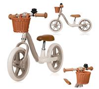 lionelo ALEX Kids' Balance Bike for kids Age 3+ Up to 30kg Lightweight, Adjustable Seat & Handlebar, EVA Foam Wheels, Basket, Bell, Training Bicycle, Gift for Boys & Girls (BEIGE, ALEX PLUS)