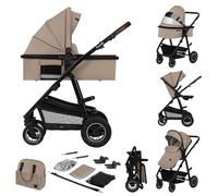 Lionelo Amber 2-in-1 Pram, Stroller & Carrycot Set - Lightweight Aluminium Frame, Reversible Seat, XXL Sun Canopy, 5-Point Harness, Shock-Absorbing Wheels, Raincover, Mosquito Net, Changing Mat & Bag
