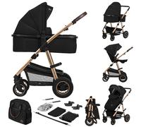 Lionelo Amber 2-in-1 Stroller & Carrycot Travel System - Reversible Pushchair with Adjustable Backrest, XXL UPF 50+ Canopy, Air-Filled All-Terrain Wheels, Large Basket & Full Accessories Bundle