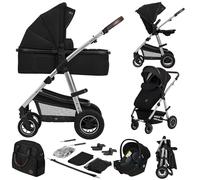 Lionelo Amber 3-in-1 Travel System Pram & Pushchair with Carrycot and Car Seat Astrid i-Size, Isofix Compatible, All-Terrain Pneumatic Wheels, One-Hand Fold, from Birth up to 22 kg
