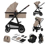 Lionelo Amber 3-in-1 Travel System Pram & Pushchair with Carrycot and Car Seat Astrid i-Size, Isofix Compatible, All-Terrain Pneumatic Wheels, One-Hand Fold, from Birth up to 22 kg
