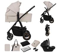 Lionelo Amber Plus 3-in-1 Travel System - Carrycot, Pushchair & i-Size Infant Car Seat Kit | All-Weather Waterproof Fabrics, XXL Ventilated Carrycot, Off-Road Air Wheels & Full Accessory Bundle