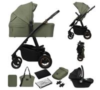 LIONELO Amber Plus 3-in-1 Travel System Pushchair | XXL Ventilated Carrycot, i-Size Infant Car Seat, Waterproof Fabrics, Off-Road Air Wheels and Full Accessory Bundle