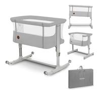 lionelo Aurora 3in1 Baby Bedside Cot Co-Sleeper for Babies From Birth to 9kg, Adjustable Height & Incline, Mattress, 4 Lockable Wheels, Breathable, Portable, Washable, Bag, Straps