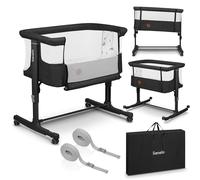 lionelo Aurora 3in1 Baby Bedside Cot Co-Sleeper for Babies From Birth to 9kg, Adjustable Height & Incline, Mattress, 4 Lockable Wheels, Breathable, Portable, Washable, Bag, Straps