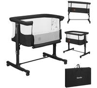 lionelo Aurora 3in1 Baby Bedside Cot Co-Sleeper for Babies From Birth to 9kg, Adjustable Height & Incline, Mattress, 4 Lockable Wheels, Breathable, Portable, Washable, Bag, Straps