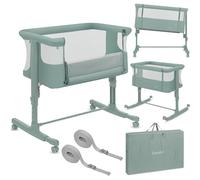 lionelo Aurora 3in1 Baby Bedside Cot Co-Sleeper for Babies From Birth to 9kg, Adjustable Height & Incline, Mattress, 4 Lockable Wheels, Breathable, Portable, Washable, Bag, Straps