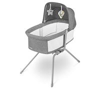 lionelo Aurora 3in1 Baby Bedside Cot Co-Sleeper for Babies From Birth to 9kg, Adjustable Height & Incline, Mattress, 4 Lockable Wheels, Breathable Mesh Panels, Portable, Washable, Carry Bag, Straps