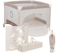 LIONELO Baby Playpen & Travel Cot Bonnie with Mattress, Portable & Foldable, Large 100 x 100 cm, Lockable Wheels, Side-Zip Door, Padded Frame & Mesh Breathable Walls, Carry Bag, 0-36 m / up to 15 kg