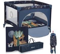 LIONELO Baby Playpen & Travel Cot Bonnie with Mattress, Portable & Foldable, Large 100 x 100 cm, Lockable Wheels, Side-Zip Door, Padded Frame & Mesh Breathable Walls, Carry Bag, 0-36 m / up to 15 kg