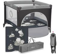 LIONELO Baby Playpen & Travel Cot Bonnie with Mattress, Portable & Foldable, Large 100 x 100 cm, Lockable Wheels, Side-Zip Door, Padded Frame & Mesh Breathable Walls, Carry Bag, 0-36 m / up to 15 kg