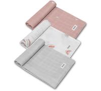 LIONELO Bamboo Set 3 Swaddles Muslin Newborn Blankets 100% Natural Bamboo Cotton Size 70x70cm Pleasant to The touch, soft fabric, hypoallergenic, antibacterial, absorbs moisture and unpleasant odors