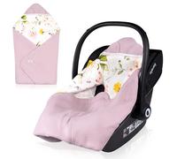 lionelo Travel Swaddle Blanket 90x90 cm for Babies Crafted for Car Seats, Strollers & Carrycots, Universal Fit for 3 & 5-Point Harnesses, 100% Cottone Bamboo, Hypoallergenic, TOG 2.5 Washable (Pink)