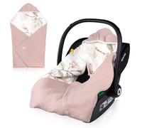 lionelo Bamboo Travel Baby Swaddle Blanket 90 x 90 cm | Universal Openings for 3- and 5-Point Harnesses, 100% Bamboo Cotton, Hypoallergenic, TOG 2.5 and Washable