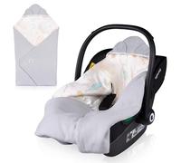 lionelo Bamboo Travel Baby Swaddle Blanket 90 x 90 cm | Universal Openings for 3- and 5-Point Harnesses, 100% Bamboo Cotton, Hypoallergenic, TOG 2.5 and Washable