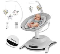 Lionelo Bella Electric Baby Bouncer for Infant with 360° Seat 6 Swing Motions 12 Melodies 5-Speed Rocker Levels, 3-Toy Bar, Backrest Adjustment, Motion Detection Safety Harness Remote & Modes (Grey)