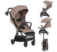LIONELO Bess Baby Stroller (6-48 Months) up to 22 kg, Compact One-Hand Folding, Reclining Function, Buggy with 360° PU Wheels and Suspension, UPF50+ Sun Canopy, Lightweight with Carry Bag, Beige