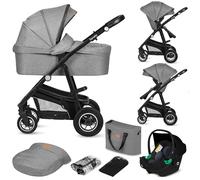 Lionelo Bianka 3-in-1 Travel System Pushchair | Carrycot + Car Seat + Stroller from Birth to 22kg | Lightweight Aluminium Frame, All-Terrain Wheels with Suspension, XXL UPF50+ Canopy, Compact Fold