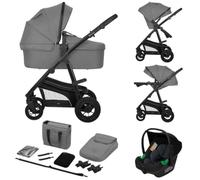 LIONELO Bianka 3-in-1 Travel System Pushchair from Birth to 22 kg | Carrycot and Car Seat, Lightweight Aluminium Frame, All-Terrain Suspension Wheels, UPF50+ Canopy and Accessories